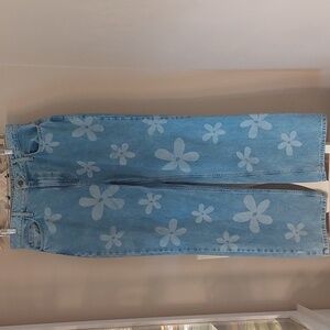 Koaj High Waisted 90s Lightwash Flower Jeans Size 14